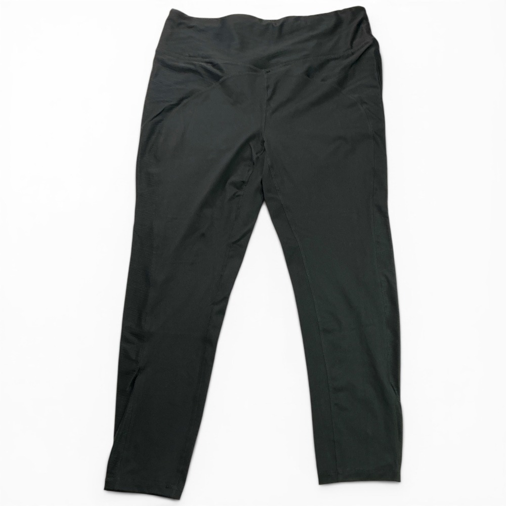 MTA Sport Black Leggings Women XL Textured Waistband Activewear 7/8 Length